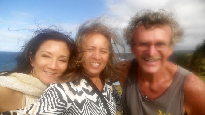 Carol Reimann & Rep Lynn DeCoite with Brian McCafferty in Peahi, Maui